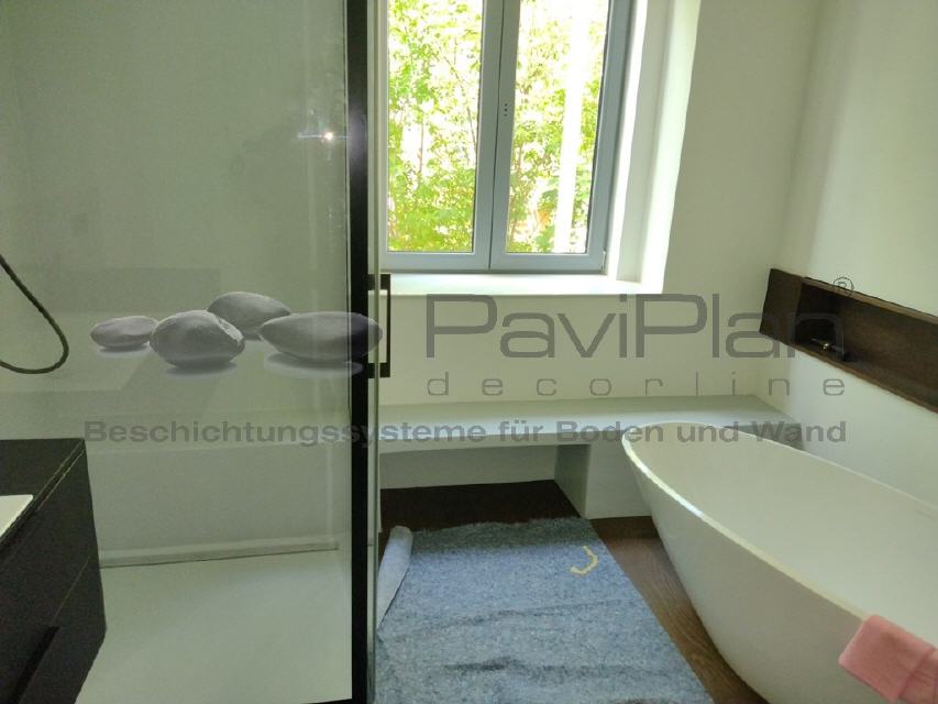 Fugenlose Badgestaltung Dusche Boden + Wand mit Polyurethanharz